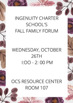 Fall Family Forum Flyer, Floral Design, Black Text